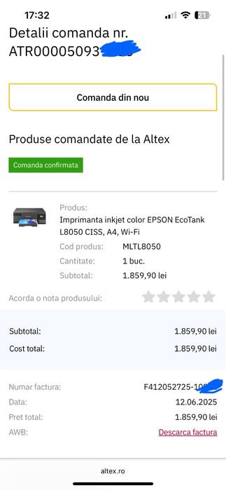 Imprimanta Epson L8050 in garantie