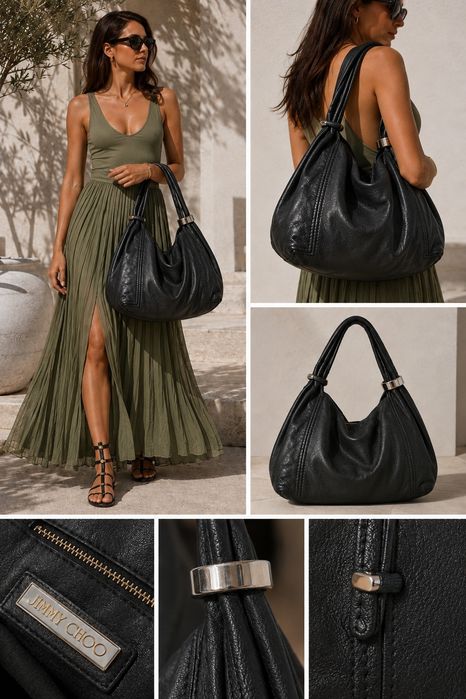 Jimmy Choo оригинална дамска чанта от естествена кожа