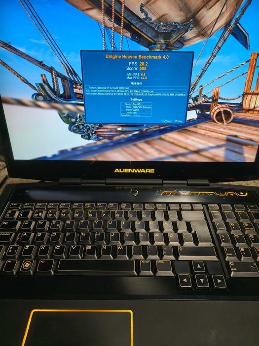 laptop Alienware M17xR4 i7 3610qm 8gb ram gtx 660m ssd 256gb 1tb