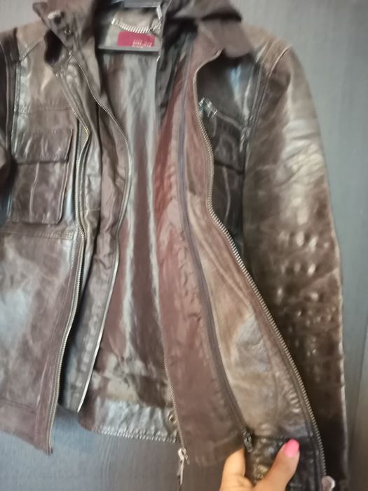 ZARA естествена кожа яке M L Л