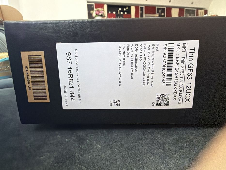 MSI Thin GF63 – i5 / RTX 2050 / 16GB RAM / SSD 512GB