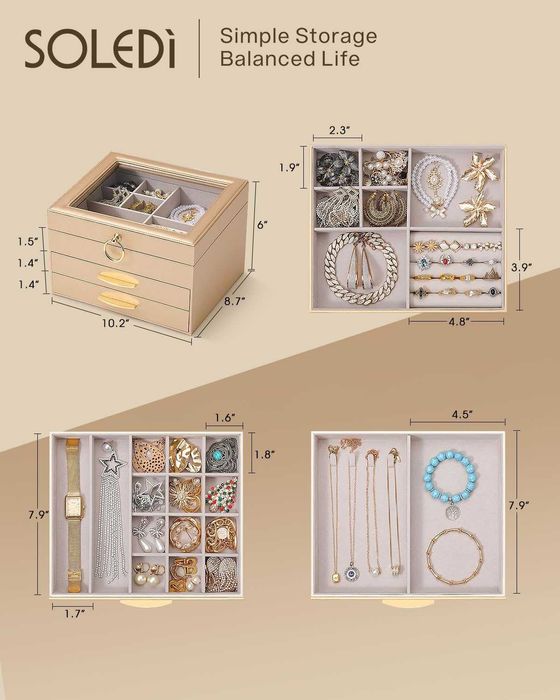 Cutie bijuterii femei/Cutie ceasuri barbati, capac de sticla