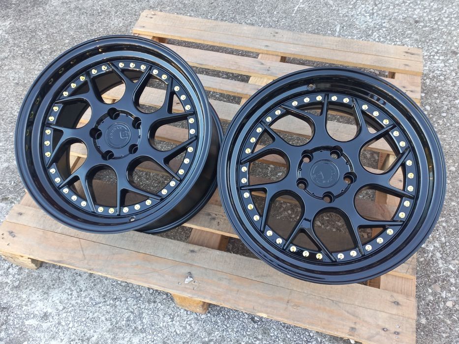 18"5x114.3 Black ^Gold 8.5j et35 Honda Mitsubushi Hyundai Renault Nissan Mazda Чисто Нови..