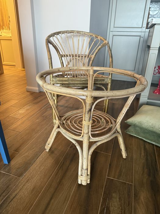 Градинска Мебел  Ратан 2 х стола и масичка със стъкло