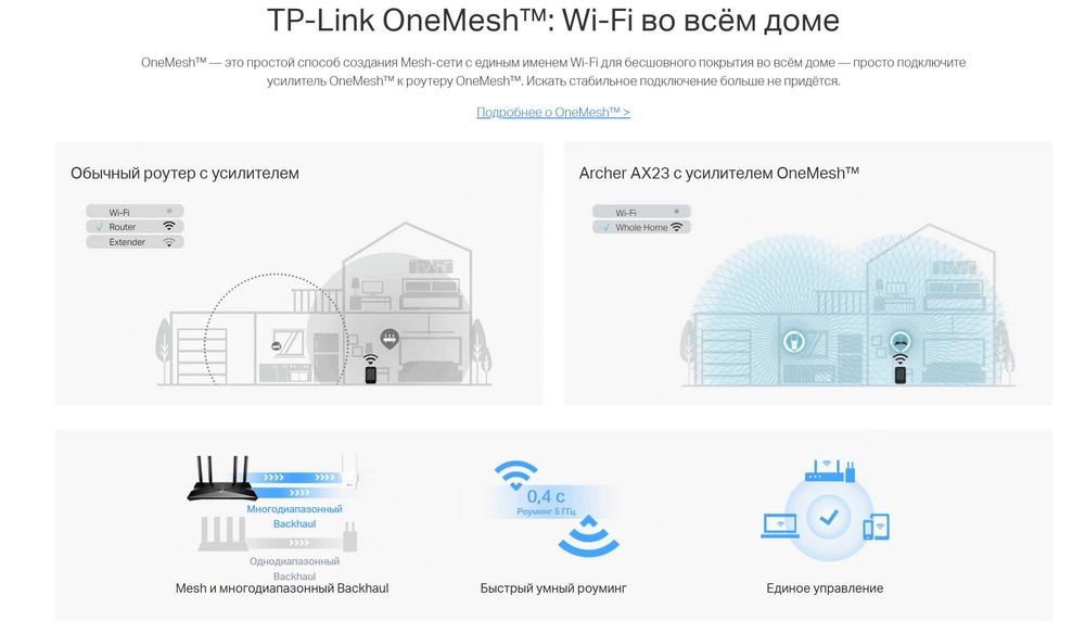 Мощная Mesh-система Wi-Fi 6 (комплект из 2-х TP-Link Archer AX23)
