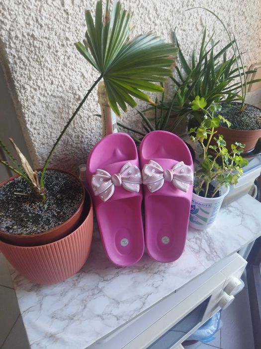 Цикламени чехли на платформа-40/41номер