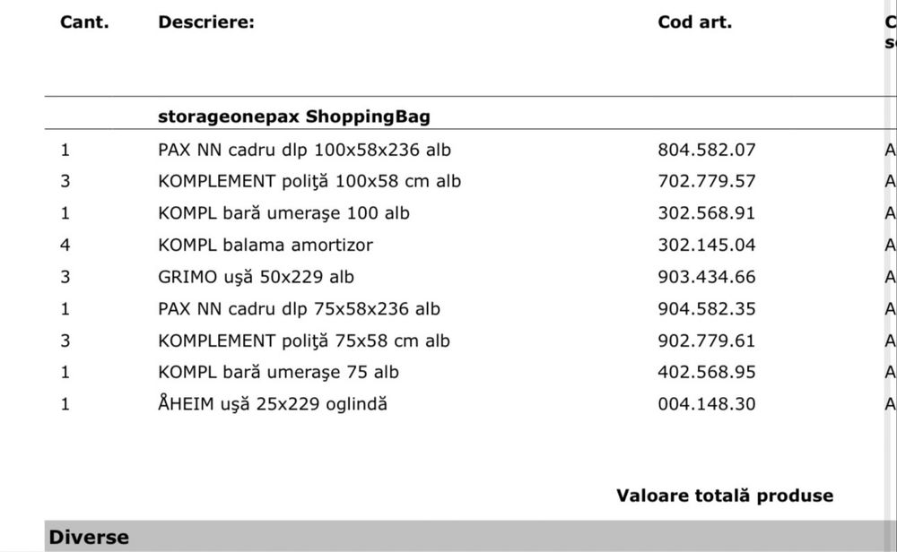 Dulap Ikea cu oglinda
