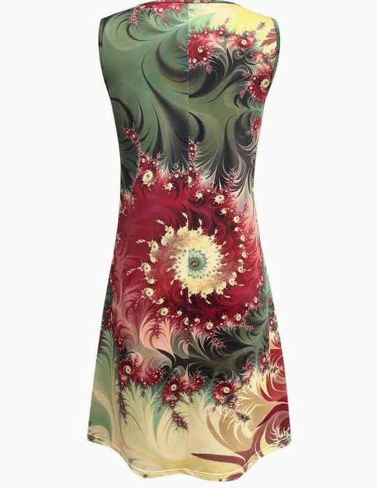 Ежедневна рокля без ръкави, с кръгло деколте, за пролет и лято