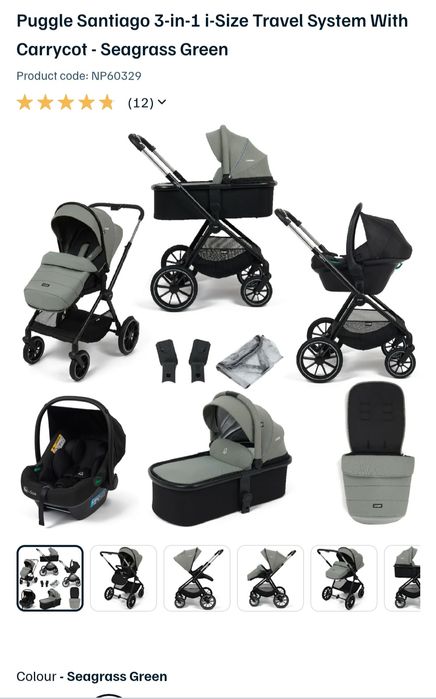 NOU Carucior Puggle Santiago 3 in 1, I-size verde
