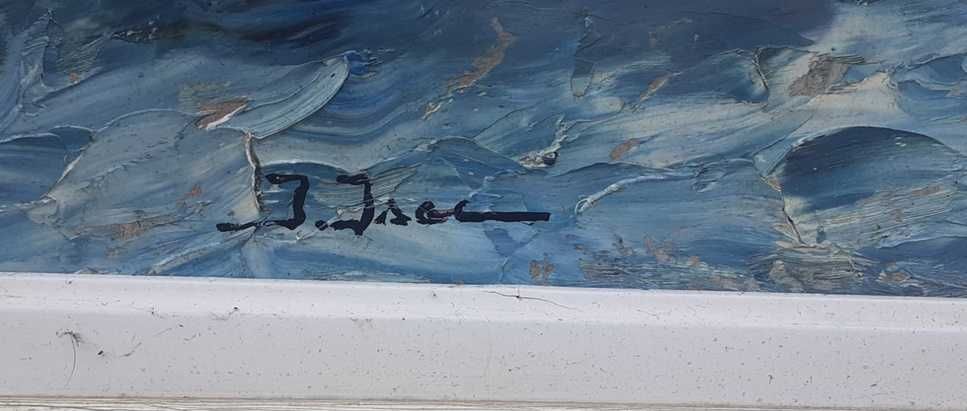 Tablou vechi - stanci in Bretania - semnat I. Isac