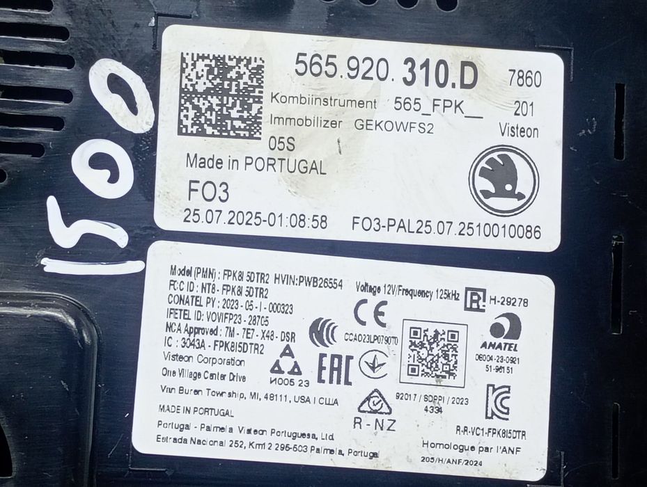 Ceasuri de bord 565920310 Skoda Karoq 1 (2017 - 2025) 2.0 tdi tmblj7nu2t5018666