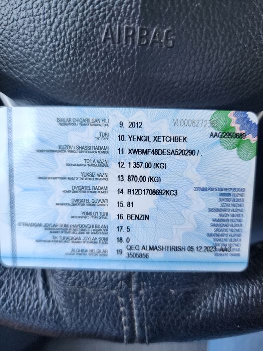 Srochno, Spark oq, 3-pozitsiya sotiladi, 2012-yil , bir qo'l mashina,