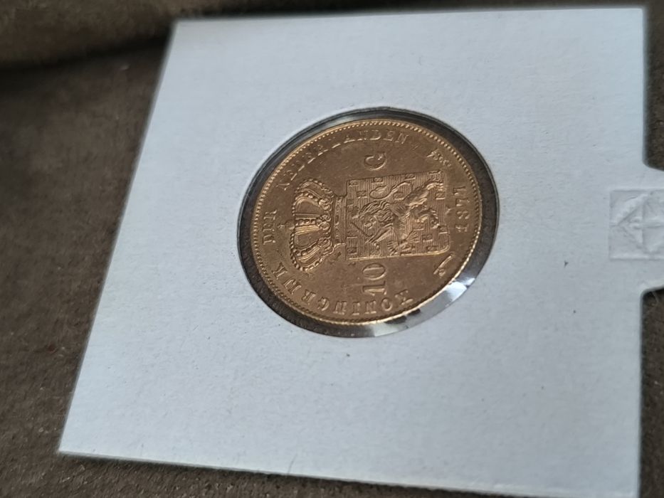 Златна Монета 10 Холандски Гулдена Вилхелм 1877 година