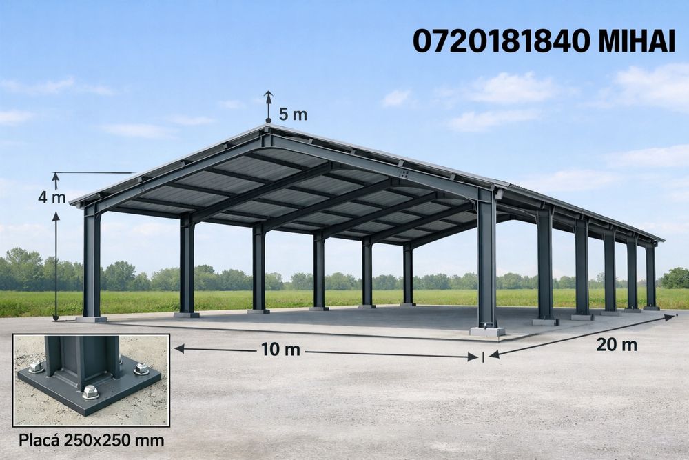 Structura hala metalica noua completa garaj ferme metalice