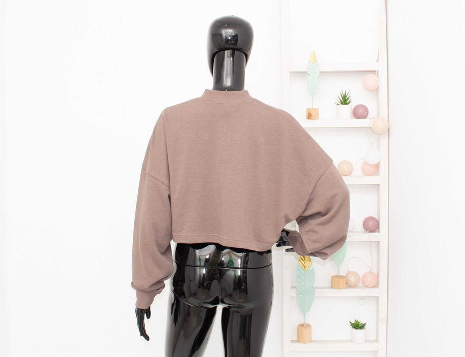 Reebok Studio Vector Knit дамски суичър пуловер каки изрязано лого XS