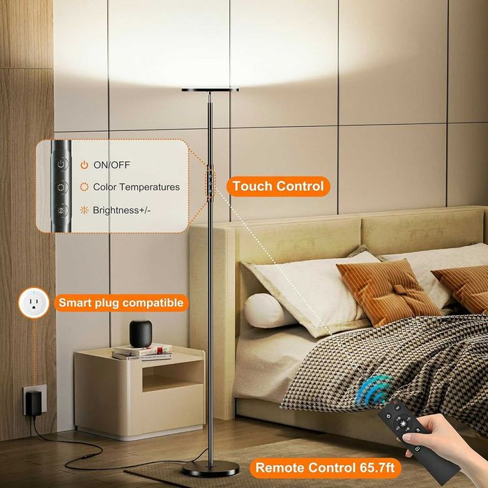 Супер ярка подова лампа безстепенна димируема LED ЛЕД дистанционно