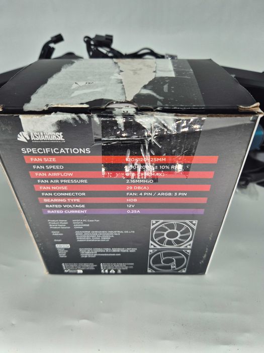 Set 3 Ventilatoare Asiahorse Nyota 120mm Reverse Black ARGB