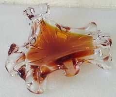 Новая пепельница (богемское стекло, коричневая)