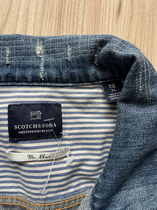 SCOTCH & SODA Leather vs Denim jacket/мъжко дънково яке /естествена кожа XL