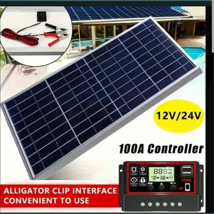 Set Panou Solar 20W + Controler 100A , camping , auto rulote etc