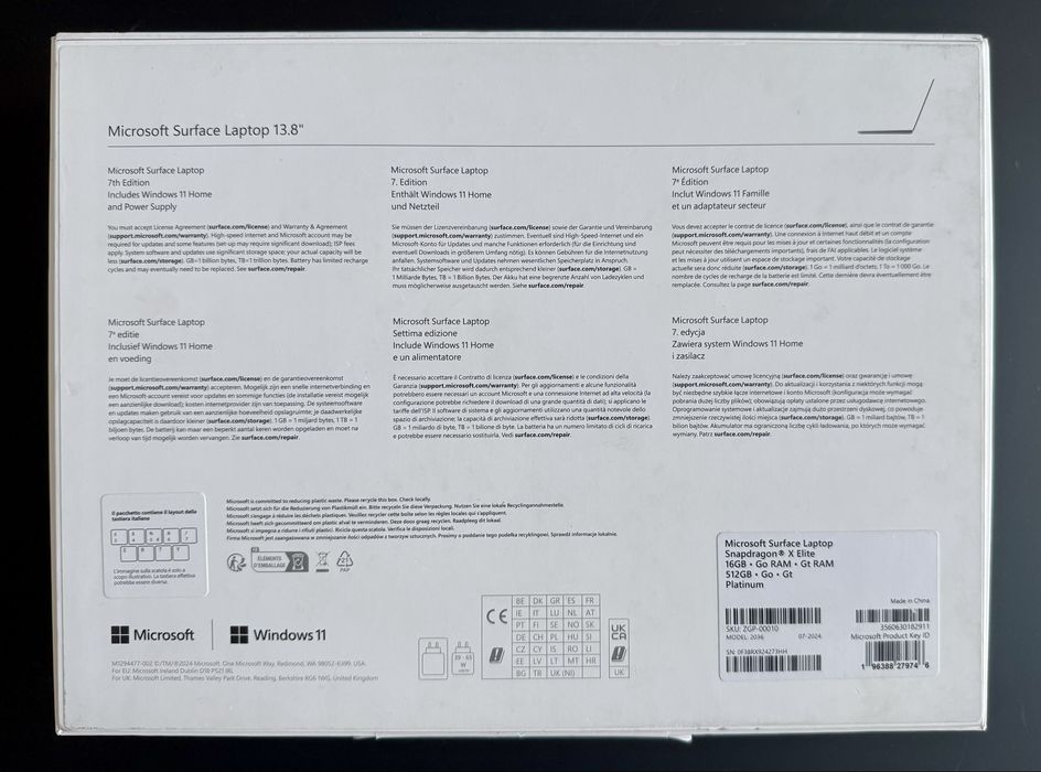 Microsoft Surface Laptop 7 13.8”  X Elite 16GB 512GB Nou Sigilat