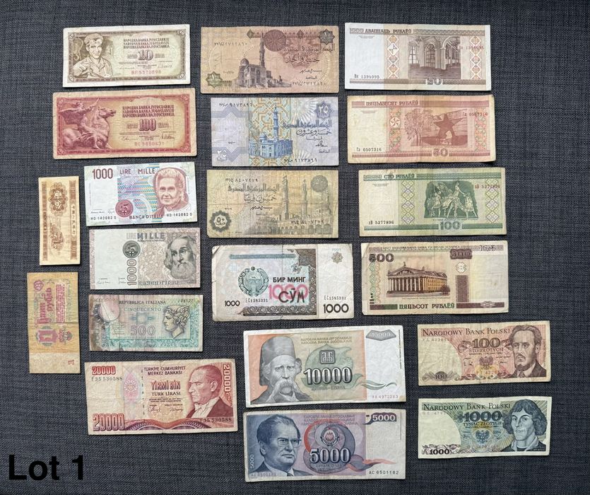 Lot 20 / 25 bancnote diferite