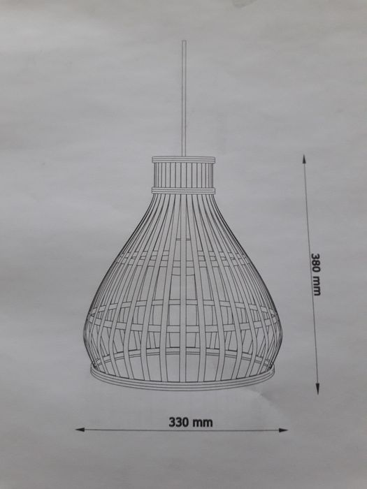 Нов абажур  с лампа за таван черна размери в/380mm ш/330mm дървена ...