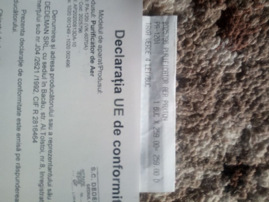 Dezumidificator și purificator de aer se vinde urgent preț negociabil
