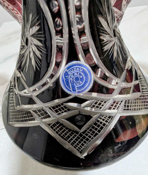 Serviciu cristal rubin Bohemia, BUZĂU PERLA LUX– carafă +cupă+4 pahare