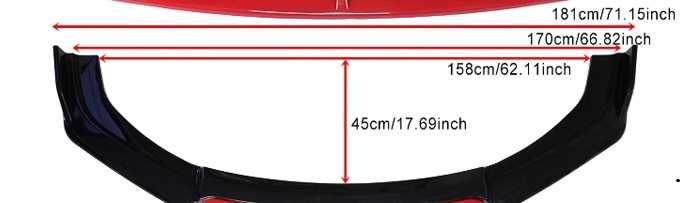 Преден лип спойлер универсален 3 части ЧЕРЕН – нож за броня, тунинг