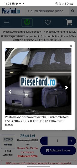 Polița bagaje tăviță focus mk3.5 2016 combi 5 uși Originală