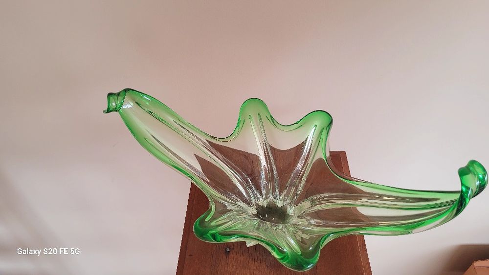 Голяма декоративна кристална купа,фруктйера Мурано Италия