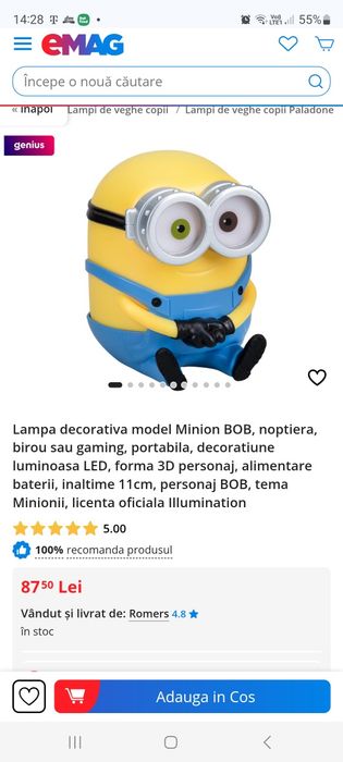 Lampa mini originală Minion Bob