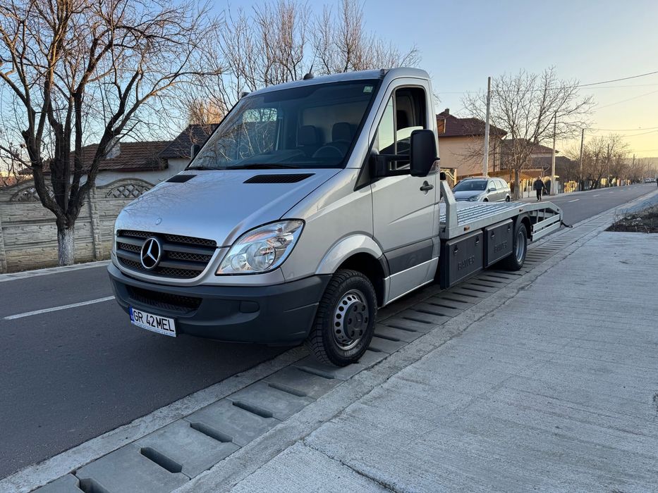 Mercedes-Benz Sprinter 519 CDI V6 Platformă Auto – 3.5T Permis B – Ansamblu 7T – Roți Duble -Aer conditionat -Scaun pe perna