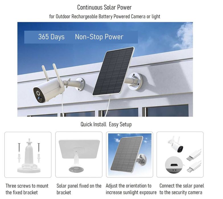 Слънчев панел  6W/DC 5V за охранителна камера,звънец,външно осветление