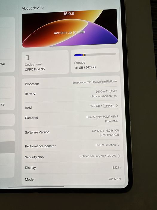 Oppo Find N5 (CPH2671), 512GB, White, Global version
