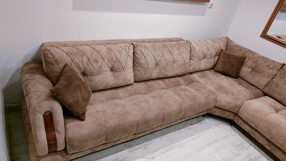 Ъглов двоен разтегателен диван