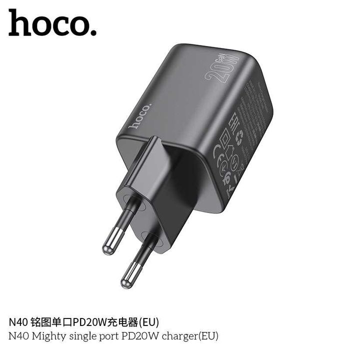 Hoco N40 GaN³ 20W+QC3.0 Fast Charger Type-C для iPad/ iPhone 16 17