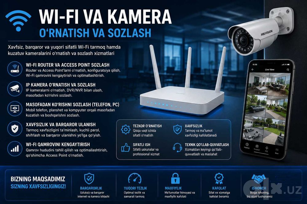 Server, tarmoq, kamera va IT outsourcing xizmati IT infrast xizmatlari