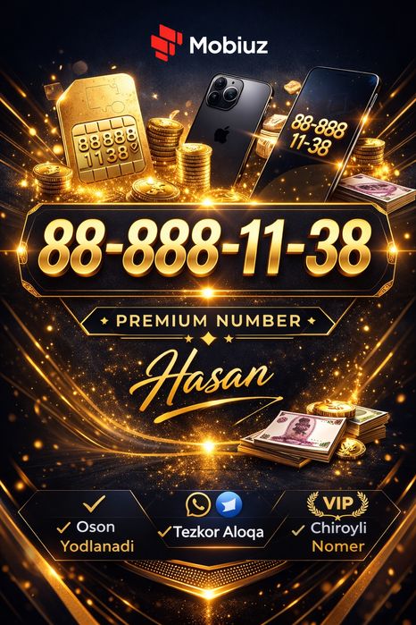 VIP Mobiuz nomer chiroyli sakkizli raqamga qiziquvchilar uchun