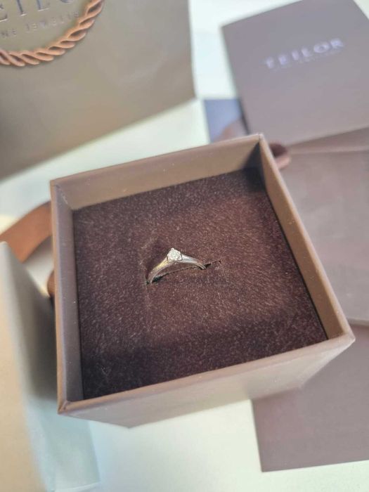 Inel de logodna din aur alb 18k cu diamant 0.1ct GSI - 1p. - Teilor