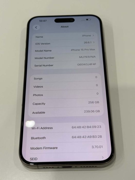 iPhone 15 Pro Max 256GB Titanium