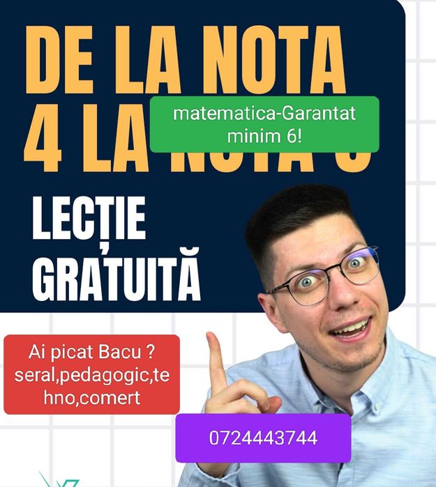 Matematica!Ai ratat Bacu? Tehnologic,peda,seral  pregătire 10 ședințe
