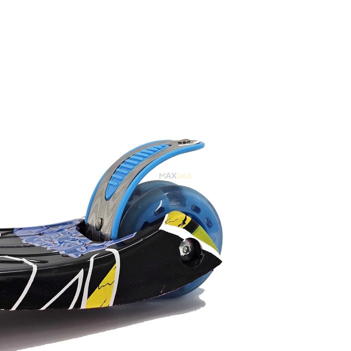 Детска тротинетка триколка синьо многоцветно с 3 светещи колела