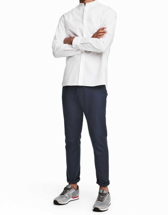H&M - 2 pantaloni chino de vara slim fit 60% bbc + 40% in, W32/L32 [M/48], talie=90 cm., noi