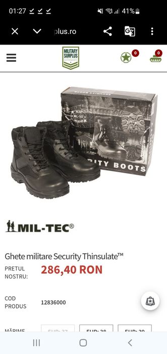 Ghete militare Security Thinsulate