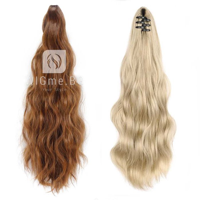 Къдрави опашки за коса със закрепване с шнола