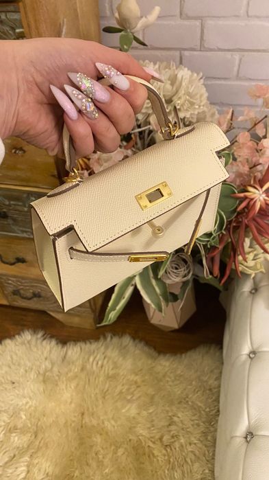 Мини Кели 19 см Mini Kelly craie Epsom gold hardware