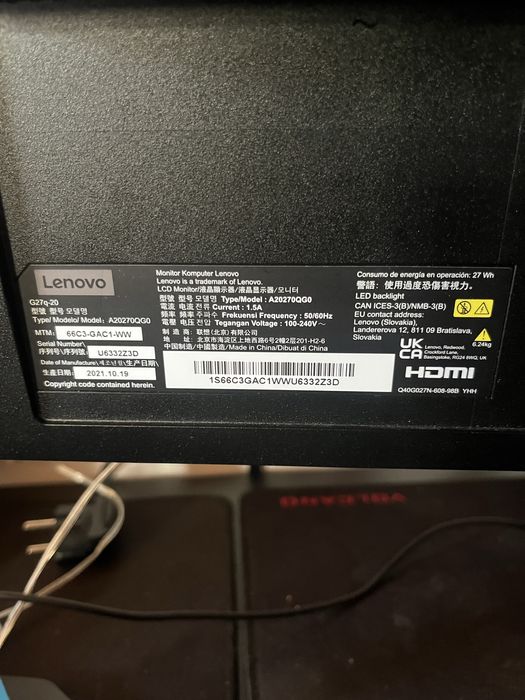 Monitor  Lenovo 27  1 ms