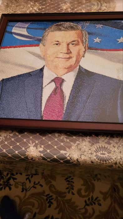 Портрет президента ручной работа из алмазной мозайки срок изготовления